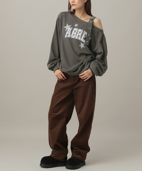 3.3 Field Trip （3.3フィールドトリップ）の「3.3 Field Trip／ベルト付き肩あきプルオーバー（スウェット・レディース・グレー/チャコール・FREE）」の20枚目の写真