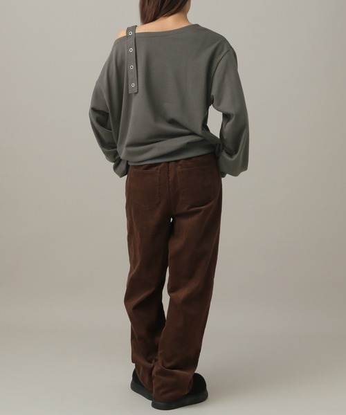 3.3 Field Trip （3.3フィールドトリップ）の「3.3 Field Trip／ベルト付き肩あきプルオーバー（スウェット・レディース・グレー/チャコール・FREE）」の21枚目の写真