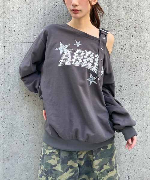 3.3 Field Trip （3.3フィールドトリップ）の「3.3 Field Trip／ベルト付き肩あきプルオーバー（スウェット・レディース・グレー/チャコール・FREE）」の18枚目の写真