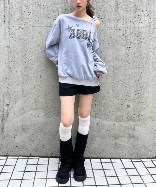 3.3 Field Trip （3.3フィールドトリップ）の「3.3 Field Trip／ベルト付き肩あきプルオーバー（スウェット・レディース・グレー/チャコール・FREE）」の13枚目の写真