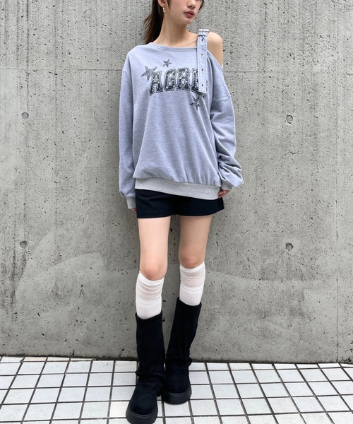3.3 Field Trip （3.3フィールドトリップ）の「3.3 Field Trip／ベルト付き肩あきプルオーバー（スウェット・レディース・グレー/チャコール・FREE）」の14枚目の写真