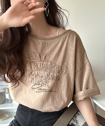classicalelf | 綿100%ヴィンテージウォッシュ☆前後2way刺繍ワイドネックTシャツ(Tシャツ/カットソー)