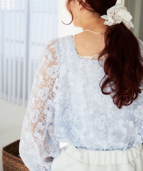 flower（フラワー）の「ガーデンブルームブラウス（シャツ/ブラウス・レディース・ブルー/アイボリー/ピンク・FREE）」の14枚目の写真