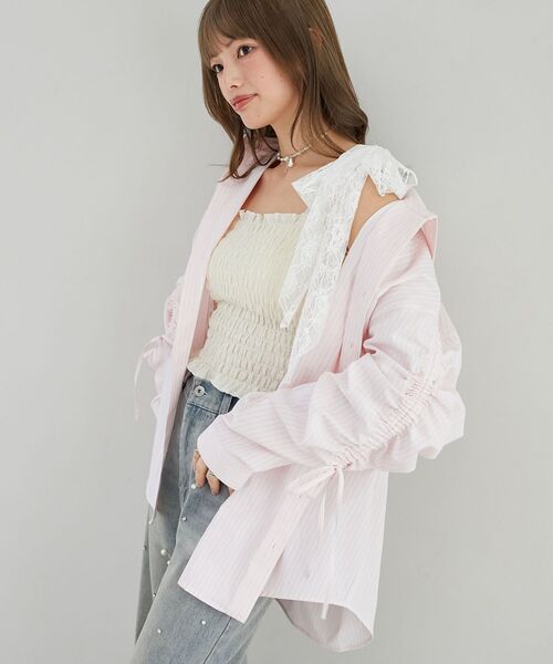 MAJESTIC LEGON(マジェスティックレゴン)の「袖ドロストギャザーシャツ(シャツ/ブラウス・レディース・イエロー/ピンク/ブルー・MEDIUM)」の15枚目の写真