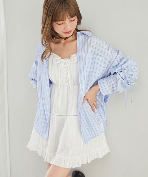 MAJESTIC LEGON(マジェスティックレゴン)の「袖ドロストギャザーシャツ(シャツ/ブラウス・レディース・イエロー/ピンク/ブルー・MEDIUM)」の21枚目の写真