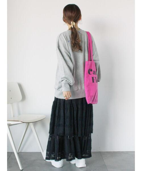 ehka sopo（エヘカソポ）の「レースティアードスカート（スカート・レディース・ブラック/オフホワイト・F）」の14枚目の写真