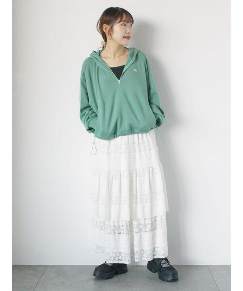 ehka sopo（エヘカソポ）の「レースティアードスカート（スカート・レディース・ブラック/オフホワイト・F）」の20枚目の写真