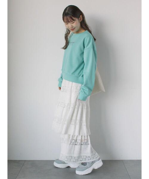 ehka sopo（エヘカソポ）の「レースティアードスカート（スカート・レディース・ブラック/オフホワイト・F）」の3枚目の写真