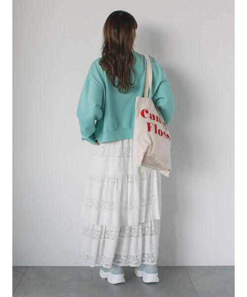 ehka sopo（エヘカソポ）の「レースティアードスカート（スカート・レディース・ブラック/オフホワイト・F）」の4枚目の写真