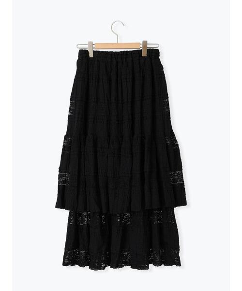ehka sopo（エヘカソポ）の「レースティアードスカート（スカート・レディース・ブラック/オフホワイト・F）」の7枚目の写真