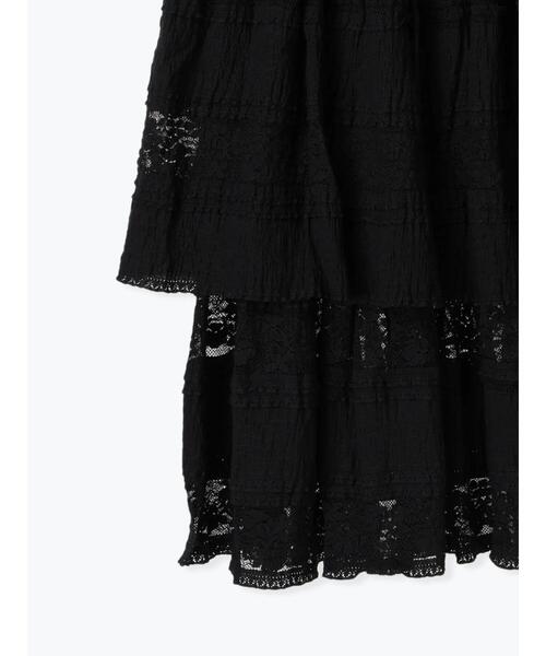 ehka sopo（エヘカソポ）の「レースティアードスカート（スカート・レディース・ブラック/オフホワイト・F）」の10枚目の写真