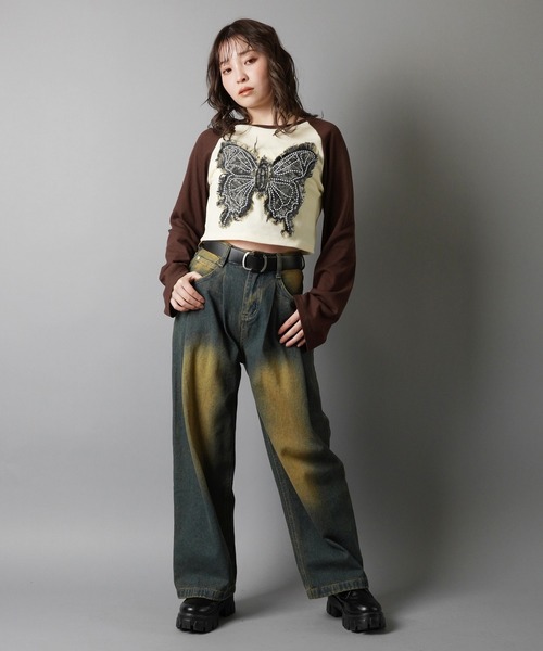 SPINNS(スピンズ)の「長袖ラグランカットソー/ロンT/バタフライ(Tシャツ/カットソー・レディース・ホワイト系その他/グレー系その他/ベージュ系その他・ONESIZE)」の5枚目の写真