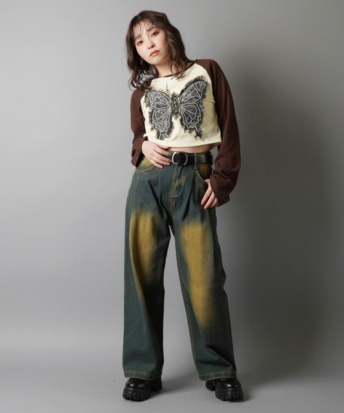 SPINNS(スピンズ)の「長袖ラグランカットソー/ロンT/バタフライ(Tシャツ/カットソー・レディース・ホワイト系その他/グレー系その他/ベージュ系その他・ONESIZE)」の6枚目の写真