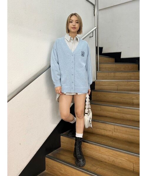 EVRIS（エヴリス）の「ワンポイントニットカーディガン（カーディガン/ボレロ・レディース・イエロー/ホワイト/ブルー・FREE）」の8枚目の写真