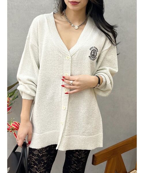 EVRIS（エヴリス）の「ワンポイントニットカーディガン（カーディガン/ボレロ・レディース・イエロー/ホワイト/ブルー・FREE）」の2枚目の写真