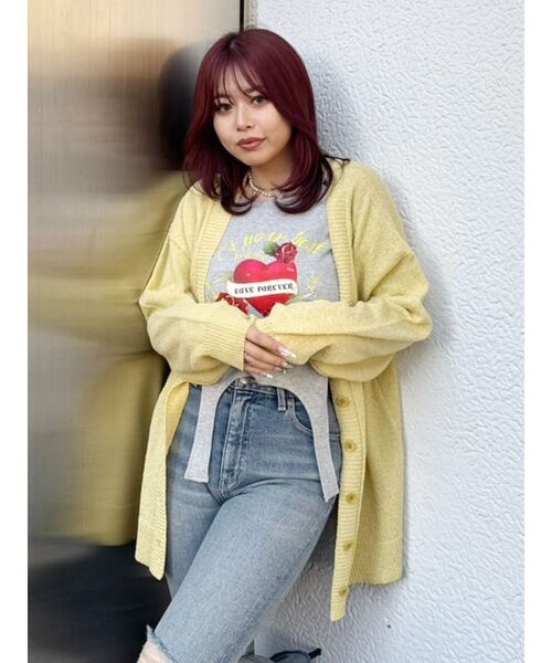 EVRIS（エヴリス）の「ワンポイントニットカーディガン（カーディガン/ボレロ・レディース・イエロー/ホワイト/ブルー・FREE）」の4枚目の写真