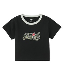 X-girl(GbNXK[)STAR CAMO LOGO S/S CROPPED TEE(TVc/Jbg\[)