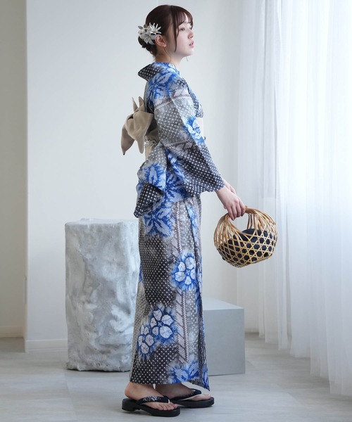 有松絞りの浴衣　花 有松絞り浴衣 花とドット - からん::アンティーク着物