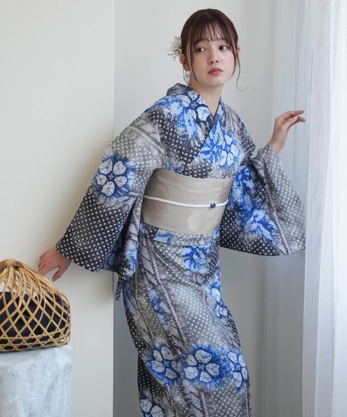 有松絞り花柄ネイビー浴衣 、着丈156センチ 浴衣（紺色／ネイビー） | utatane［公式］オンラインショップ