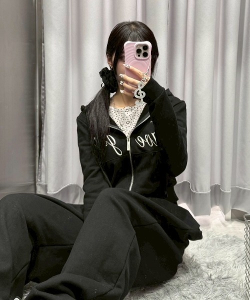 セール】【nmtc+】embroidery short zip up hoodie / 【エヌエムティー