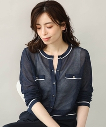 メッシュ柄ニットカーディガン/WEB限定サイズあり