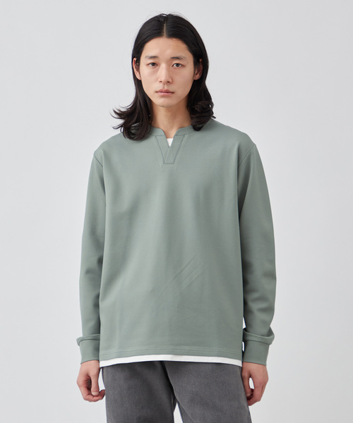 セール】クリアスウェットフェイクレイヤードロングスリーブTEE