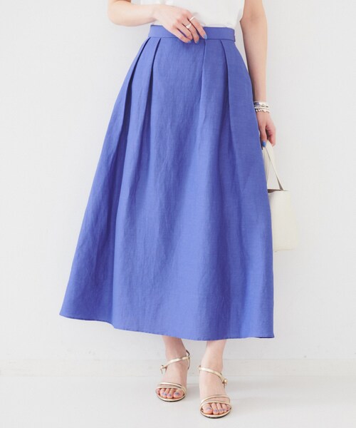 UNTITLED（アンタイトル）の「【セットアップ可能/手洗い可】リネン混フレアスカート（スカート・レディース・ブラウン系その他/ライトベージュ/ライトオレンジ系/チャコールグレー/ブルー/パープル系4・00/01/02/03/04/42/44/46/48/50）」の5枚目の写真