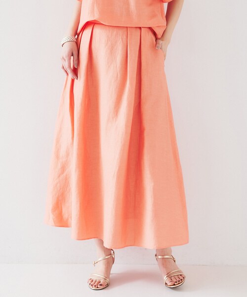 UNTITLED（アンタイトル）の「【セットアップ可能/手洗い可】リネン混フレアスカート（スカート・レディース・ブラウン系その他/ライトベージュ/ライトオレンジ系/チャコールグレー/ブルー/パープル系4・00/01/02/03/04/42/44/46/48/50）」の6枚目の写真