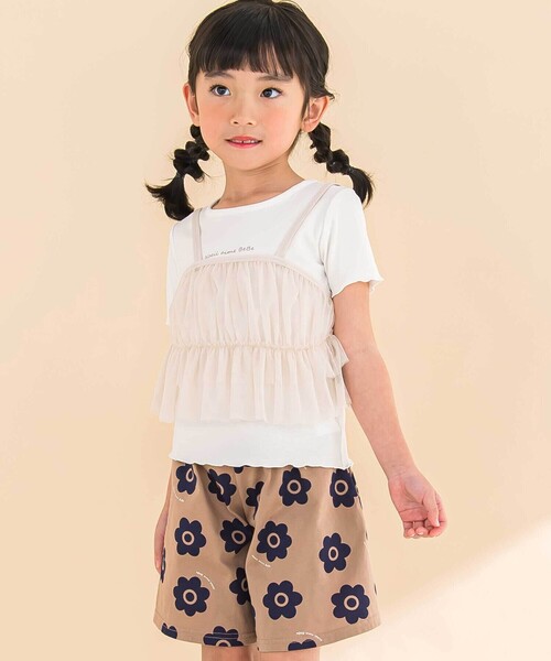 Noeil aime BeBe(ノイユエイムベベ)の「チュールキャミソール重ね着フライス半袖Tシャツセット(90~130cm)(Tシャツ/カットソー・キッズ・ホワイト・120cm/100cm/110cm/130cm)」の16枚目の写真