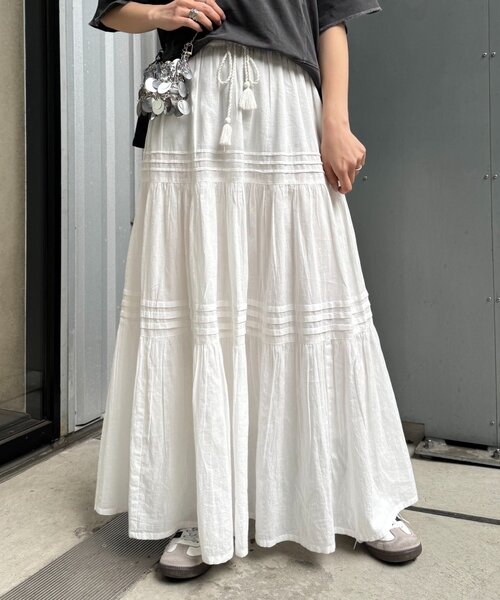 CIAOPANIC TYPY(チャオパニックティピー)の「【India】ボイルピンタックスカート(スカート・レディース・イエロー/ブラウン/ブルー/オフホワイト/ブラック・ONE SIZE)」の10枚目の写真