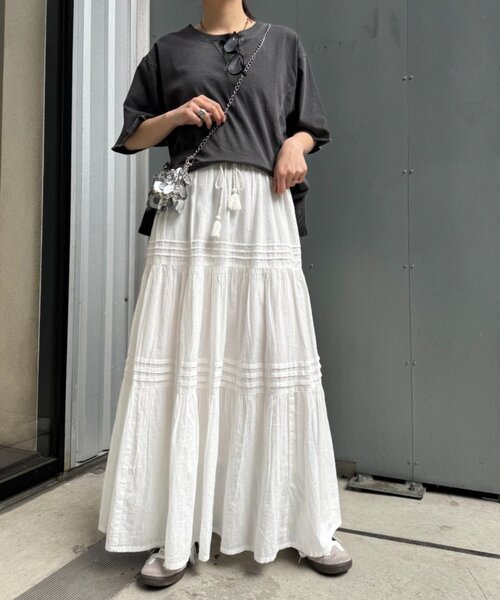 CIAOPANIC TYPY(チャオパニックティピー)の「【India】ボイルピンタックスカート(スカート・レディース・イエロー/ブラウン/ブルー/オフホワイト/ブラック・ONE SIZE)」の13枚目の写真