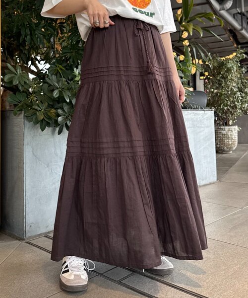 CIAOPANIC TYPY(チャオパニックティピー)の「【India】ボイルピンタックスカート(スカート・レディース・イエロー/ブラウン/ブルー/オフホワイト/ブラック・ONE SIZE)」の14枚目の写真