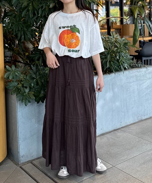 CIAOPANIC TYPY(チャオパニックティピー)の「【India】ボイルピンタックスカート(スカート・レディース・イエロー/ブラウン/ブルー/オフホワイト/ブラック・ONE SIZE)」の15枚目の写真