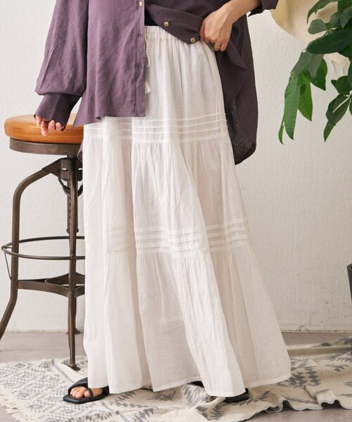 CIAOPANIC TYPY(チャオパニックティピー)の「【India】ボイルピンタックスカート(スカート・レディース・イエロー/ブラウン/ブルー/オフホワイト/ブラック・ONE SIZE)」の16枚目の写真