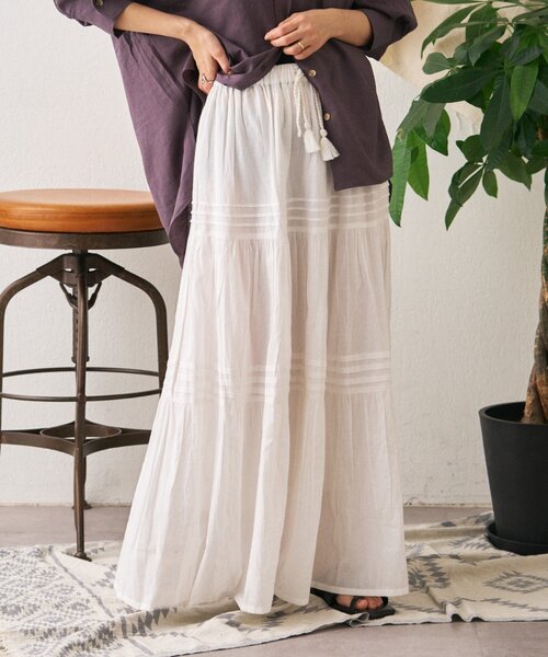 CIAOPANIC TYPY(チャオパニックティピー)の「【India】ボイルピンタックスカート(スカート・レディース・イエロー/ブラウン/ブルー/オフホワイト/ブラック・ONE SIZE)」の17枚目の写真