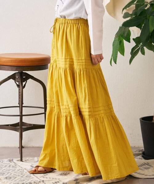 CIAOPANIC TYPY(チャオパニックティピー)の「【India】ボイルピンタックスカート(スカート・レディース・イエロー/ブラウン/ブルー/オフホワイト/ブラック・ONE SIZE)」の6枚目の写真