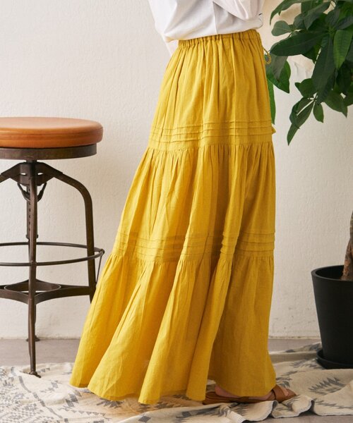 CIAOPANIC TYPY(チャオパニックティピー)の「【India】ボイルピンタックスカート(スカート・レディース・イエロー/ブラウン/ブルー/オフホワイト/ブラック・ONE SIZE)」の7枚目の写真