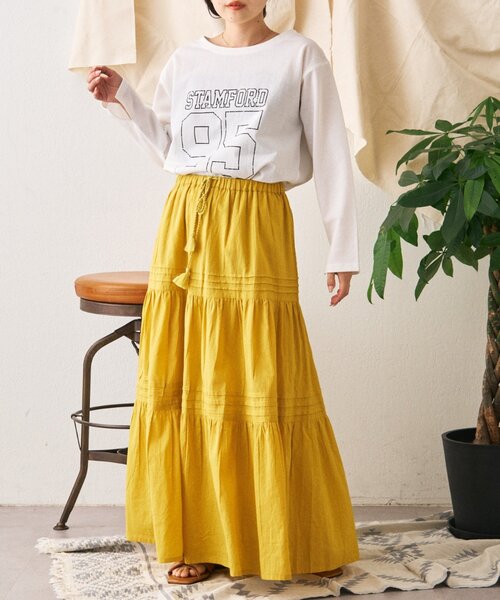 CIAOPANIC TYPY(チャオパニックティピー)の「【India】ボイルピンタックスカート(スカート・レディース・イエロー/ブラウン/ブルー/オフホワイト/ブラック・ONE SIZE)」の9枚目の写真