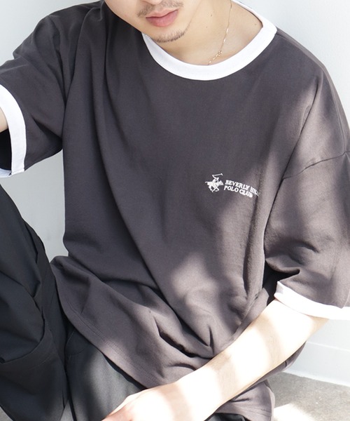 BEVERLY HILLS POLO CLUB(ビバリーヒルズポロクラブ)の「【Beverly Hills Polo Club/ビバリーヒルズポロクラブ】 ワンポイントロゴ刺繍ハーフスリーブTシャツ(Tシャツ/カットソー・メンズ・ホワイト×ネイビー/ネイビー/スミクロ/ホワイト/ブラック/ブラック×ホワイト・LL/M/L)」の4枚目の写真