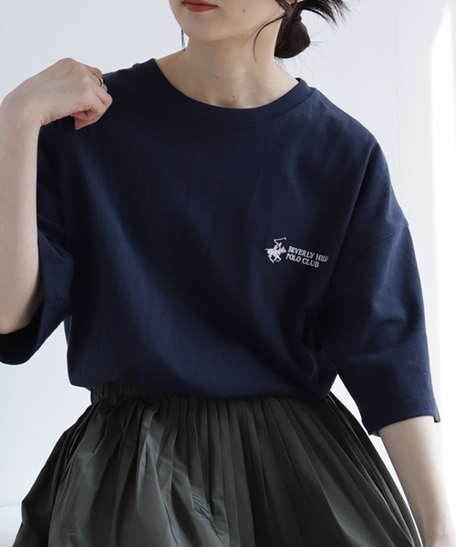 BEVERLY HILLS POLO CLUB(ビバリーヒルズポロクラブ)の「【Beverly Hills Polo Club/ビバリーヒルズポロクラブ】 ワンポイントロゴ刺繍ハーフスリーブTシャツ(Tシャツ/カットソー・メンズ・ホワイト×ネイビー/ネイビー/スミクロ/ホワイト/ブラック/ブラック×ホワイト・LL/M/L)」の6枚目の写真
