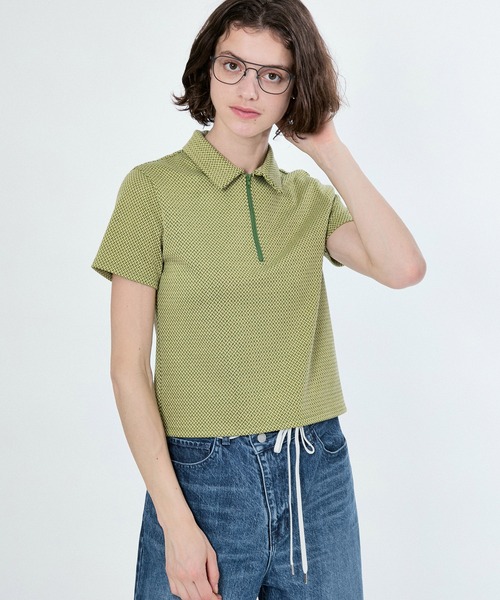 M TO R（ムウトアール）の「STANDZIP GEOMETRY S/S POLO（ポロシャツ・レディース・ミント/ブルー・42/40/38）」の9枚目の写真