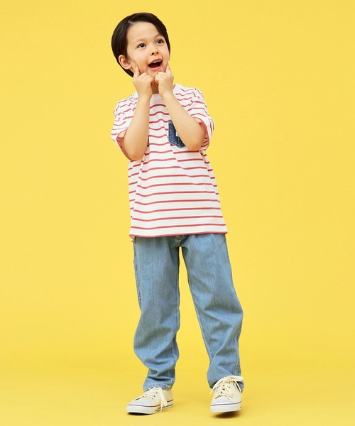 Lee（リー）の「Lee/リー【110-150cm】【親子コーデ】キッズ デニムポケットTシャツ（Tシャツ/カットソー・キッズ・ネイビー/レッド/ホワイト/ホワイト系その他・110/130/140/120/150）」の13枚目の写真