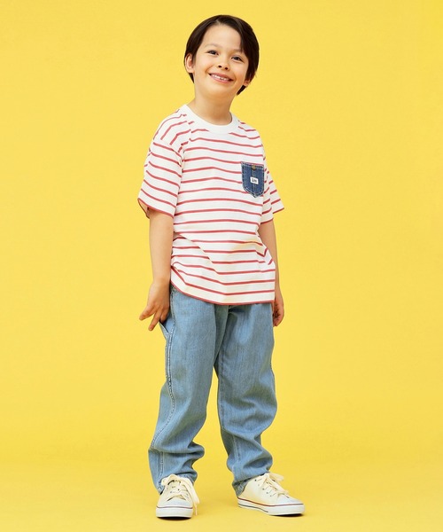 Lee（リー）の「Lee/リー【110-150cm】【親子コーデ】キッズ デニムポケットTシャツ（Tシャツ/カットソー・キッズ・ネイビー/レッド/ホワイト/ホワイト系その他・110/130/140/120/150）」の12枚目の写真