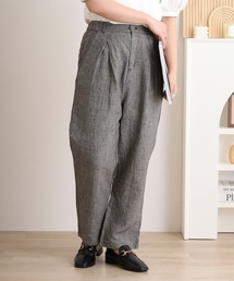 麻 裏付きテパードパンツ