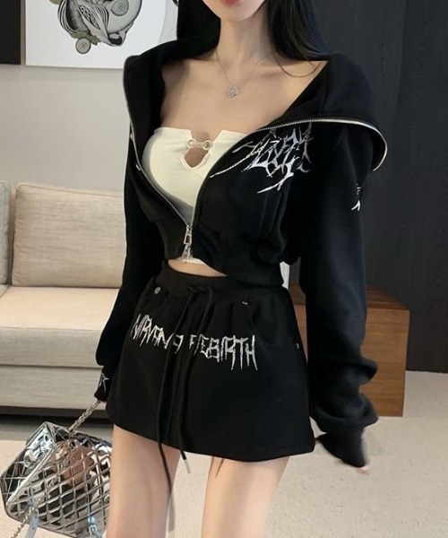 セール】【上下2点セット】プリントスウェットパーカーアウター＋