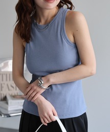 タンクトップ（ブルー・ネイビー/青色系・カップ付き）ファッション