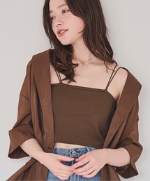 短丈カップ付きダブルストラップキャミソール