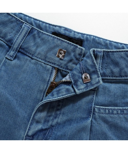 JENNI love（ジェニィラブ）の「【ウエスト調整可・コットン100％】タックデニムショートパンツ（デニムパンツ・キッズ・ネイビー/サックスブルー・130cm/140cm/150cm/160cm）」の14枚目の写真