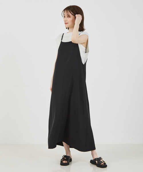 abahouse mavie（アバハウスマヴィ）の「【大人のいちまんワンピ】クールタッチサテンキャミジャンスカ（ワンピース・レディース・ブラック/カーキ・フリー）」の3枚目の写真