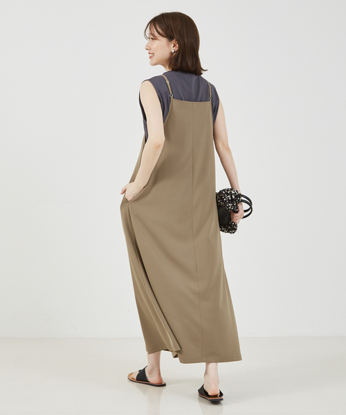 abahouse mavie（アバハウスマヴィ）の「【大人のいちまんワンピ】クールタッチサテンキャミジャンスカ（ワンピース・レディース・ブラック/カーキ・フリー）」の7枚目の写真